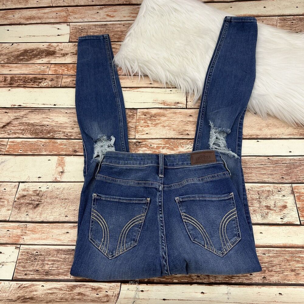 Hollister Ultra High Rise Super Skinny Jeans Size 0L Tall (24X30) Distressed Zip - Picture 7 of 7